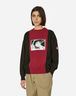 Paneled Two Tone Crewneck Sweatshirt Red / Black