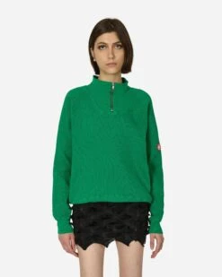 Overdye Wide Rib Cut Half Zip Sweatshirt Green