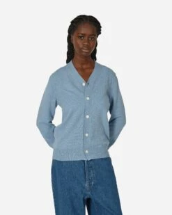 Lambswool V Neck Cardigan Light Blue