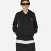 Heart Zip Hooded Sweatshirt Black