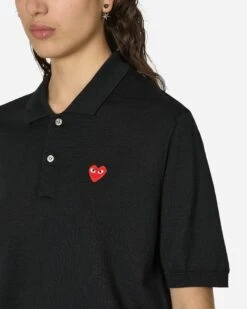 Red Heart Polo Sweater Black -Capo Perfetto Negozio CommeDesGar C3 A7onsPlay Clothing Sweaters Polo neckShortSleeveKnitBlack P1N0941 20240510101654 C 05