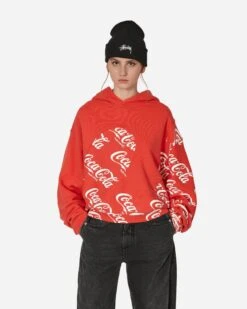 ERL Coca-Cola Swirl Hooded Sweatshirt Red