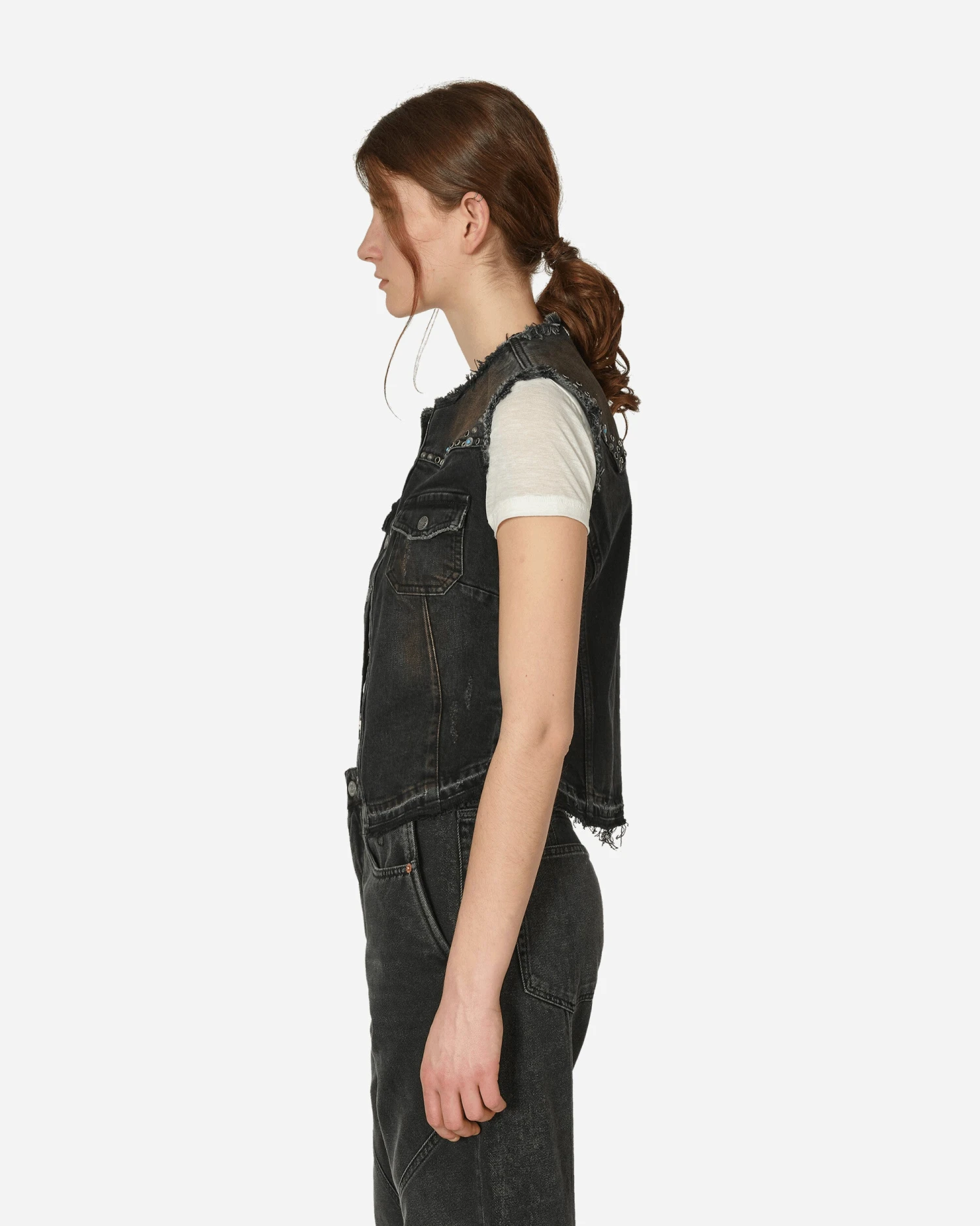 Western Denim Vest Used Black Wash 4 Western Denim Vest Used Black Wash - immagine 2