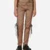 Jean Paul Gaultier KNWLS Denim Corset Pants Brown / Ecru -Capo Perfetto Negozio JeanPaulGaultier Clothing Trousers WmnsKnwlsLowWaistLacedStraightTrousersBrown 2314 F PA074TP D0056003 20230911175653 01