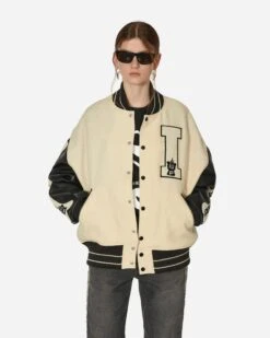 Wool I-FIVE Varsity Jacket Ecru