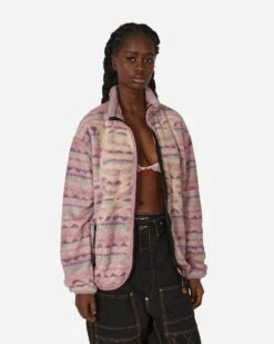 Ashland Stripe & Bone Fleece Zip Jacket Pink