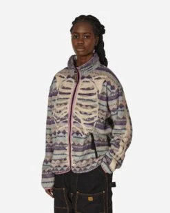 Ashland Stripe & Bone Fleece Zip Jacket Purple