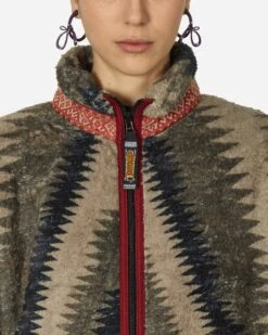 Thunder Mother Fleece Zip Jacket Grey / Beige -Capo Perfetto Negozio KAPITAL Clothing FleeceJackets ThunderMotherFleeceZipBlousonGrey EK 15421 20240131121015 C 05