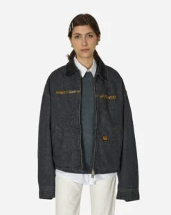 14oz Denim T-Back Drizzler Jacket (Working Embroidery) Black / Ecru