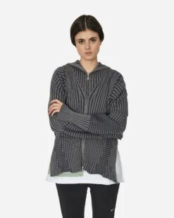 Heavy Knit Zip-Up Cardigan Charcoal