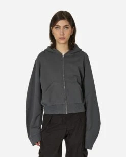MM6 Maison Margiela Brushed Jersey Zip-Up Sweatshirt Grey