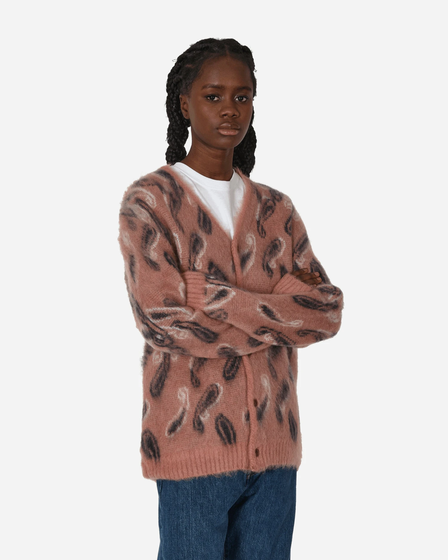 Paisley Mohair Cardigan Pink 3 Paisley Mohair Cardigan Pink