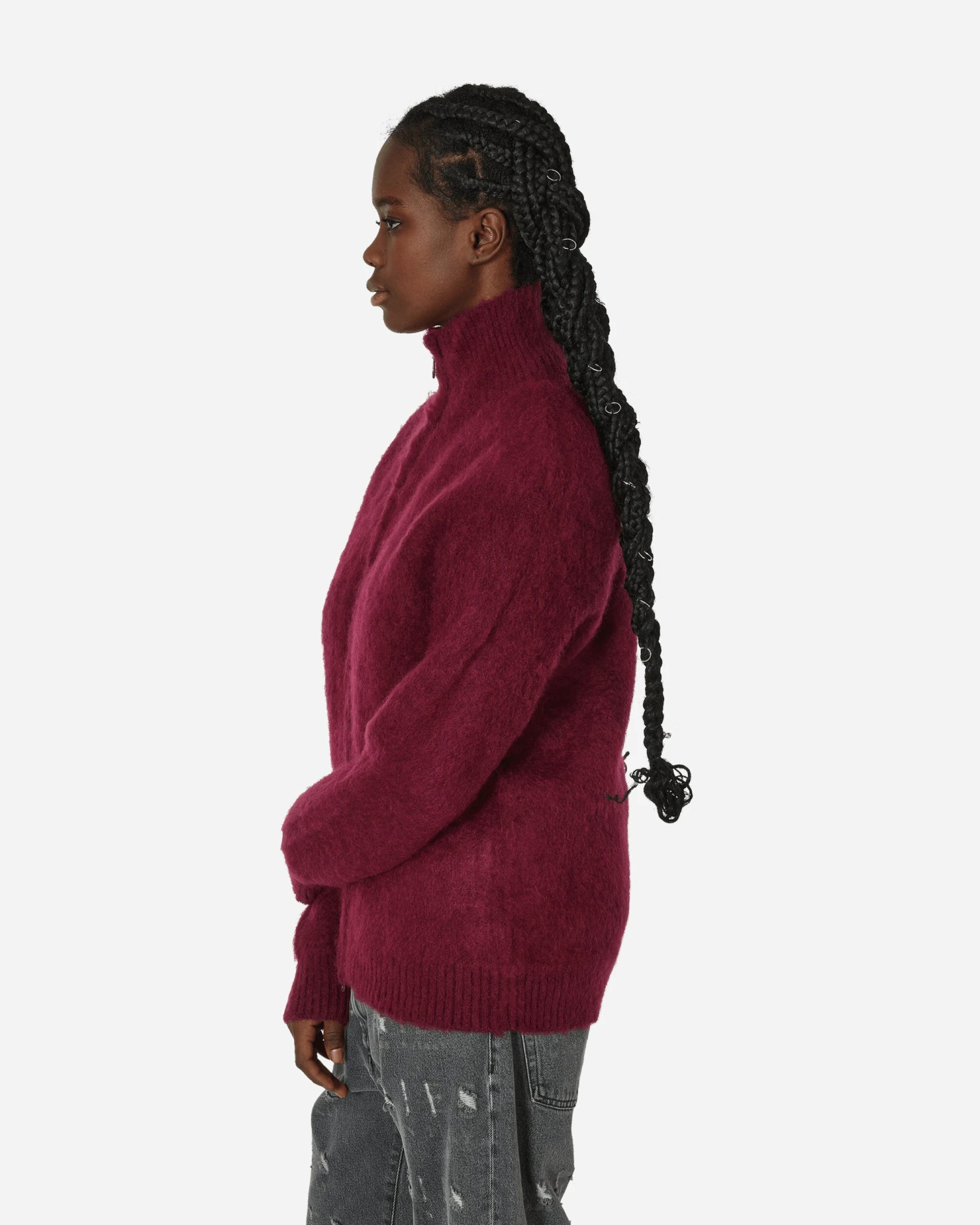 Zipped Mohair Cardigan Bordeaux 4 Zipped Mohair Cardigan Bordeaux - immagine 2