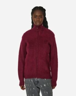 Zipped Mohair Cardigan Bordeaux