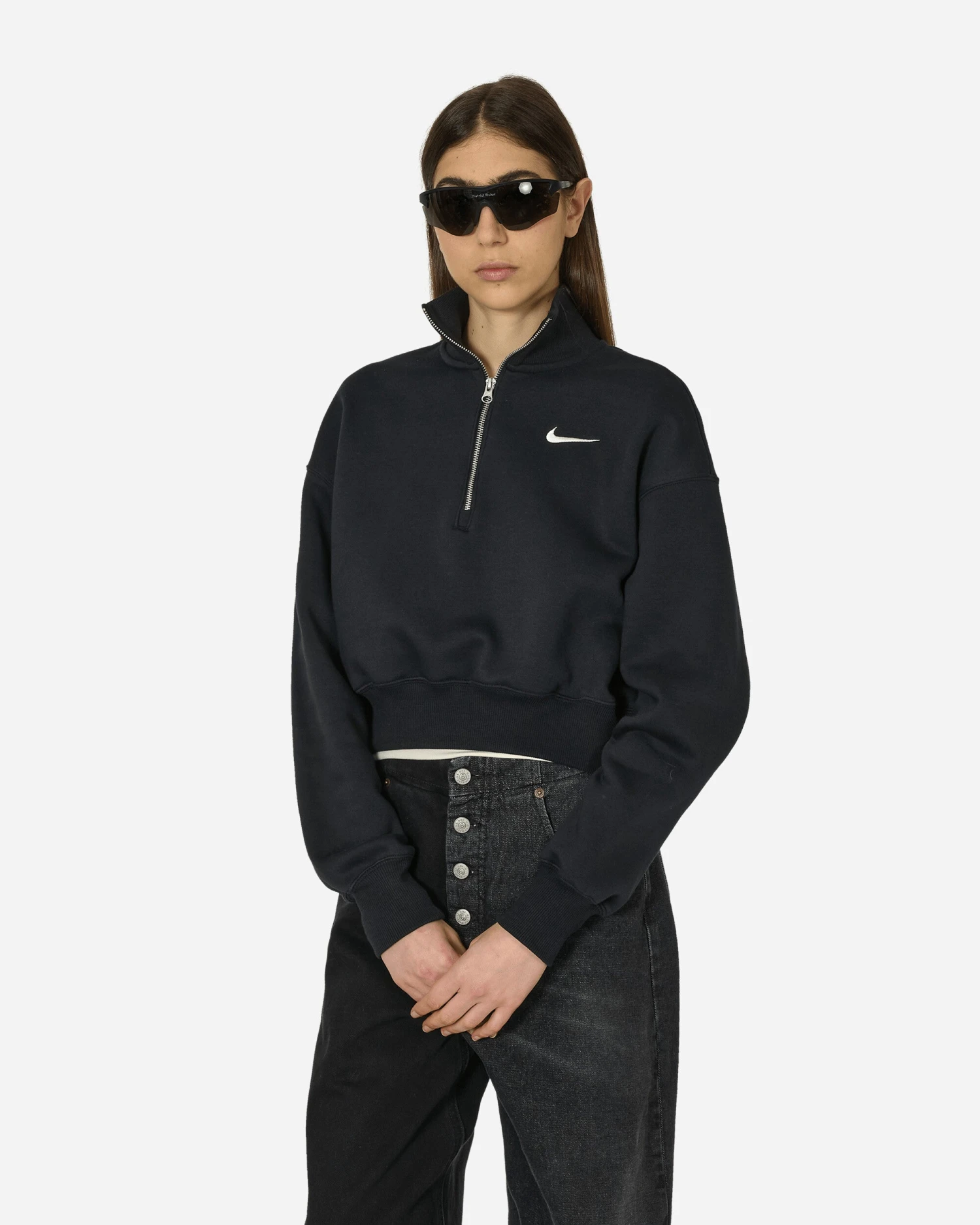 Nike Phoenix Fleece 1/2 Zip Cropped Sweatshirt Black 3 Nike Phoenix Fleece 1/2 Zip Cropped Sweatshirt Black