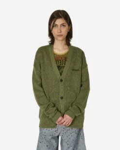 Brushed Mohair Cardigan Olive