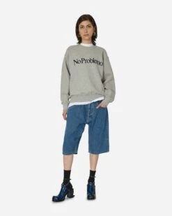 Logo Crewneck Sweatshirt Grey Marl -Capo Perfetto Negozio NoProblemo Clothing Crewneck NoProblemoSweatshirtGrey NPAR20002GREYMARL 20240322153956 C 04 T