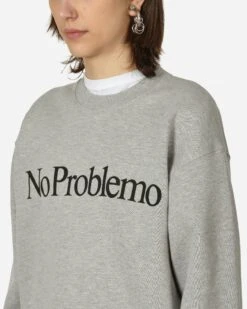 Logo Crewneck Sweatshirt Grey Marl -Capo Perfetto Negozio NoProblemo Clothing Crewneck NoProblemoSweatshirtGrey NPAR20002GREYMARL 20240322154011 C 05