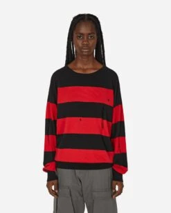Damaged Stripe Jumper Black / Red