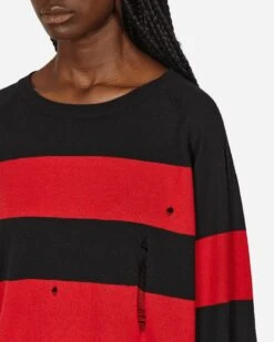 Damaged Stripe Jumper Black / Red -Capo Perfetto Negozio Peel 26Lift Clothing Sweaters Peel 26LiftXSlamJamDamagedStripeJumperRed PL23 K004001 20231031175508 C 05