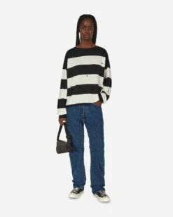 Damaged Stripe Jumper Black / White -Capo Perfetto Negozio Peel 26Lift Clothing Sweaters Peel 26LiftXSlamJamDamagedStripeJumperWhite PL23 K004002 20231031170000 C 04 T
