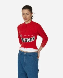 Upside Down Zip Up Sweatshirt Red