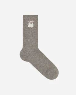Sheep Embroidered Socks Grey